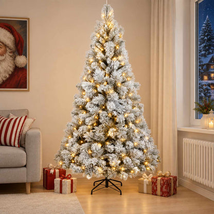 vidaXL Artificial Hinged Christmas Tree 300 LEDs Warm White