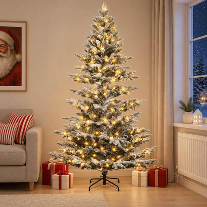 vidaXL Artificial Hinged Christmas Tree 240 cm 300 LEDs Warm White 1