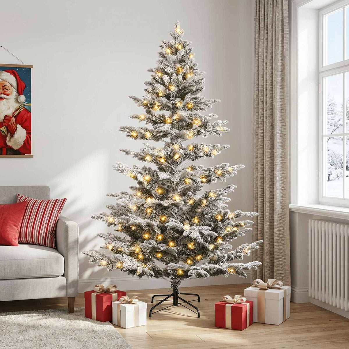 Artificial Hinged Christmas Tree 300 LEDs Warm White 240 cm