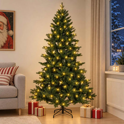 vidaXL Artificial Christmas Tree with Bauble 300 LEDs Height 210 cm