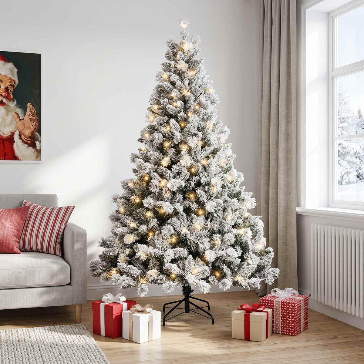Artificial Hinged Christmas Tree 300 LEDs Warm White 240 cm