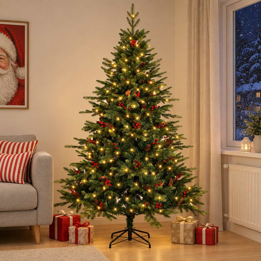 Artificial Christmas Tree with Bauble 300 LEDs Green 240 cm with LEDs