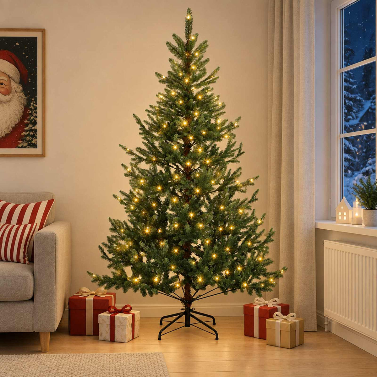 Artificial Christmas Tree Bauble LEDs Green