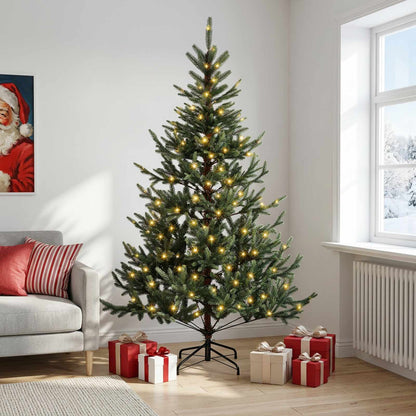 Artificial Christmas Tree with Bauble 150 LEDs Green 150 cm with LEDs
