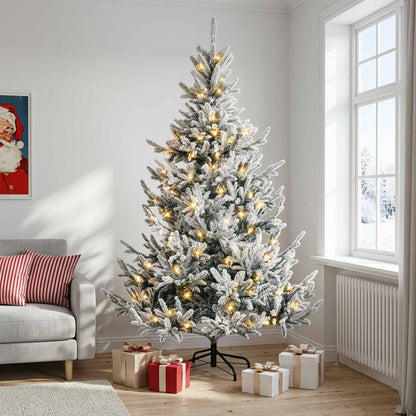 vidaXL Artificial Hinged Christmas Tree 240 cm 300 LEDs Warm White 3