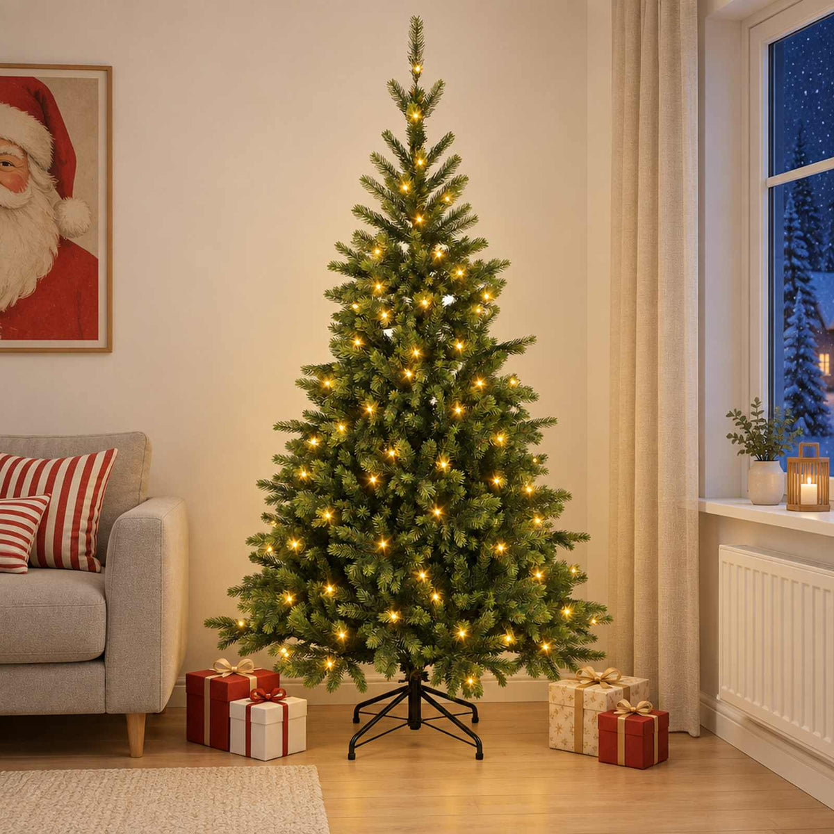 Artificial Christmas Tree with Bauble 300 LEDs 240 cm with LEDs