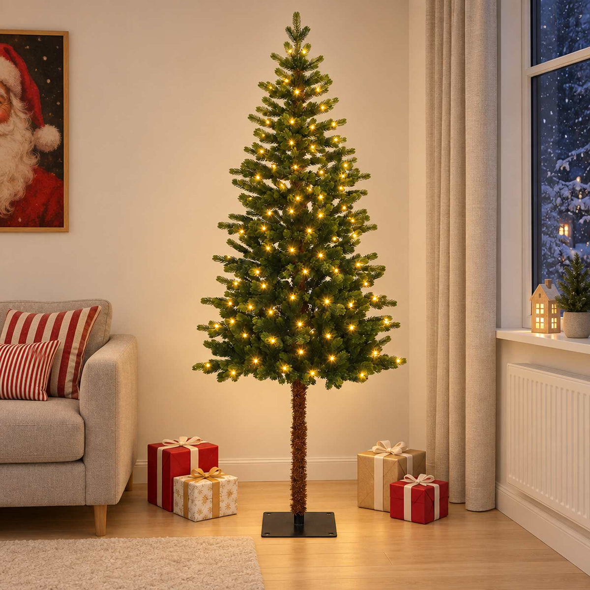 vidaXL Artificial Hinged Christmas Tree 150 cm 150 LEDs Warm White 1