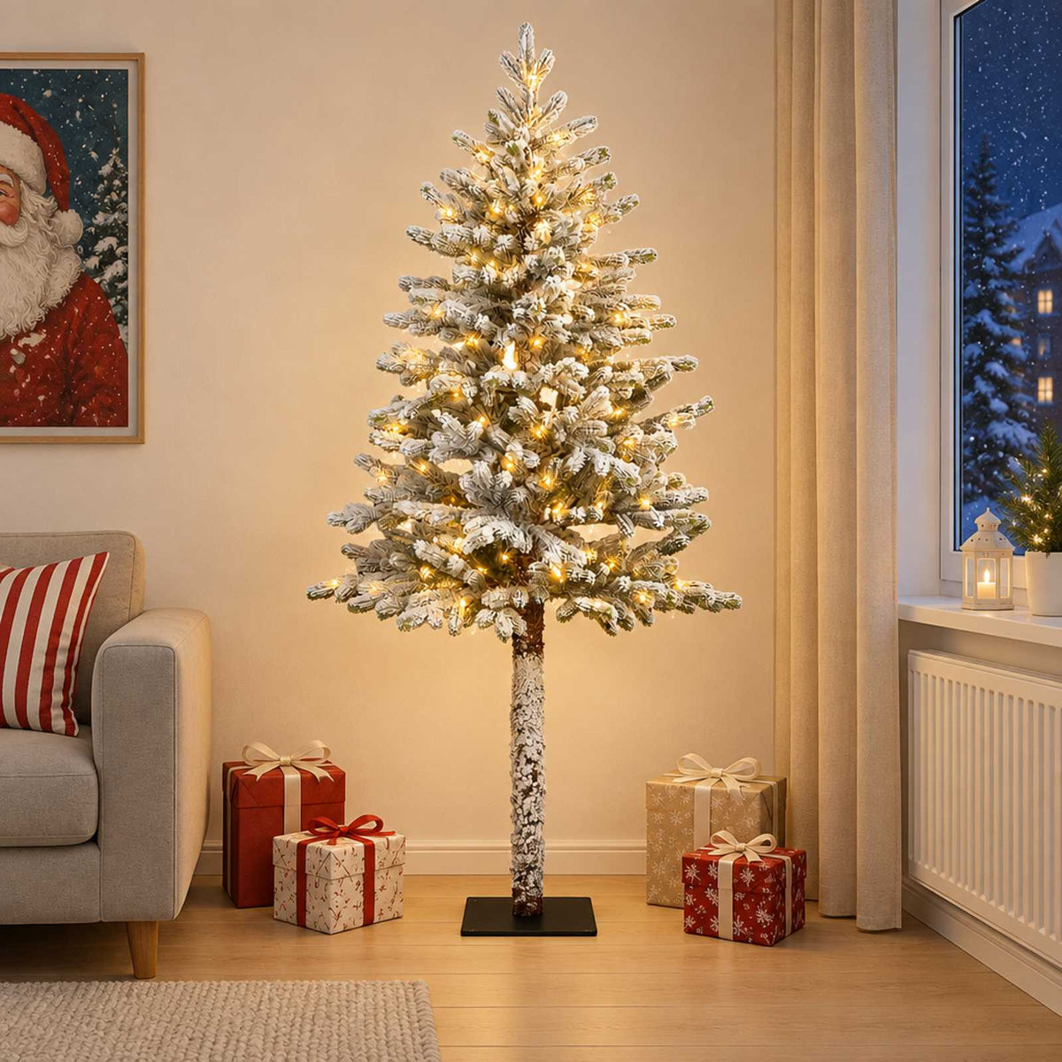 Artificial Christmas Tree with Bauble 150 LEDs Green and white 120 cm with LEDs