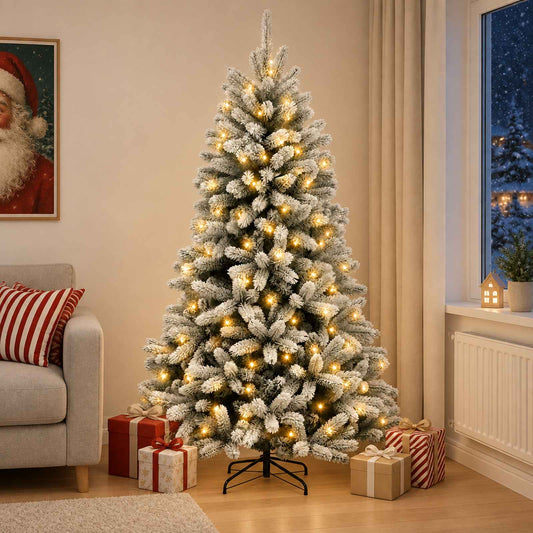 vidaXL Artificial Hinged Christmas Tree 180 cm 300 LEDs Warm White 1