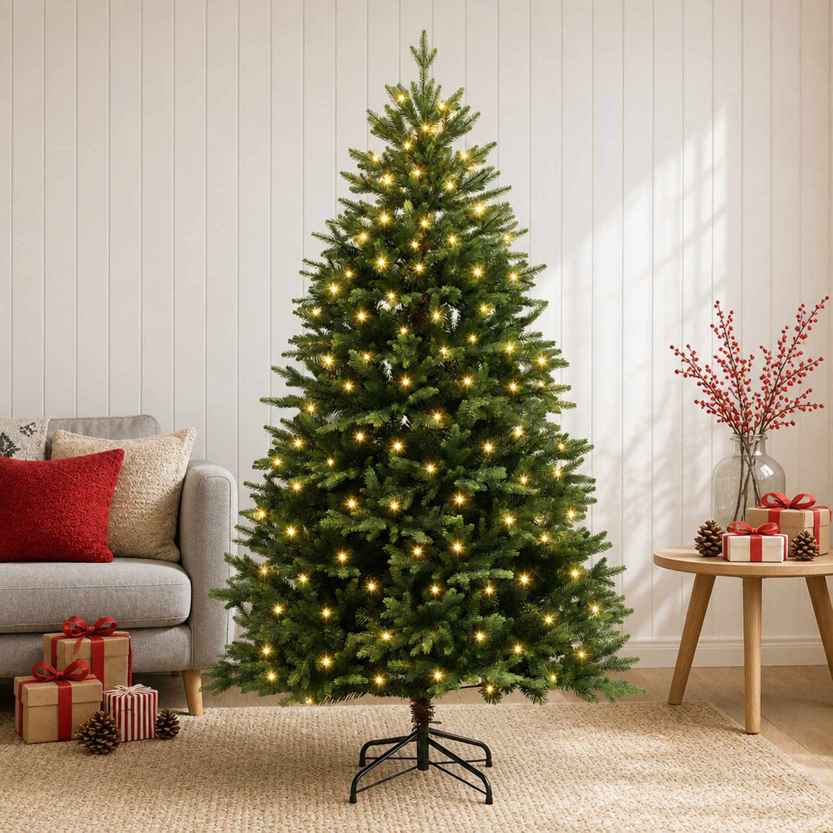 vidaXL Artificial Hinged Christmas Tree 150 cm 150 LEDs Warm White 3