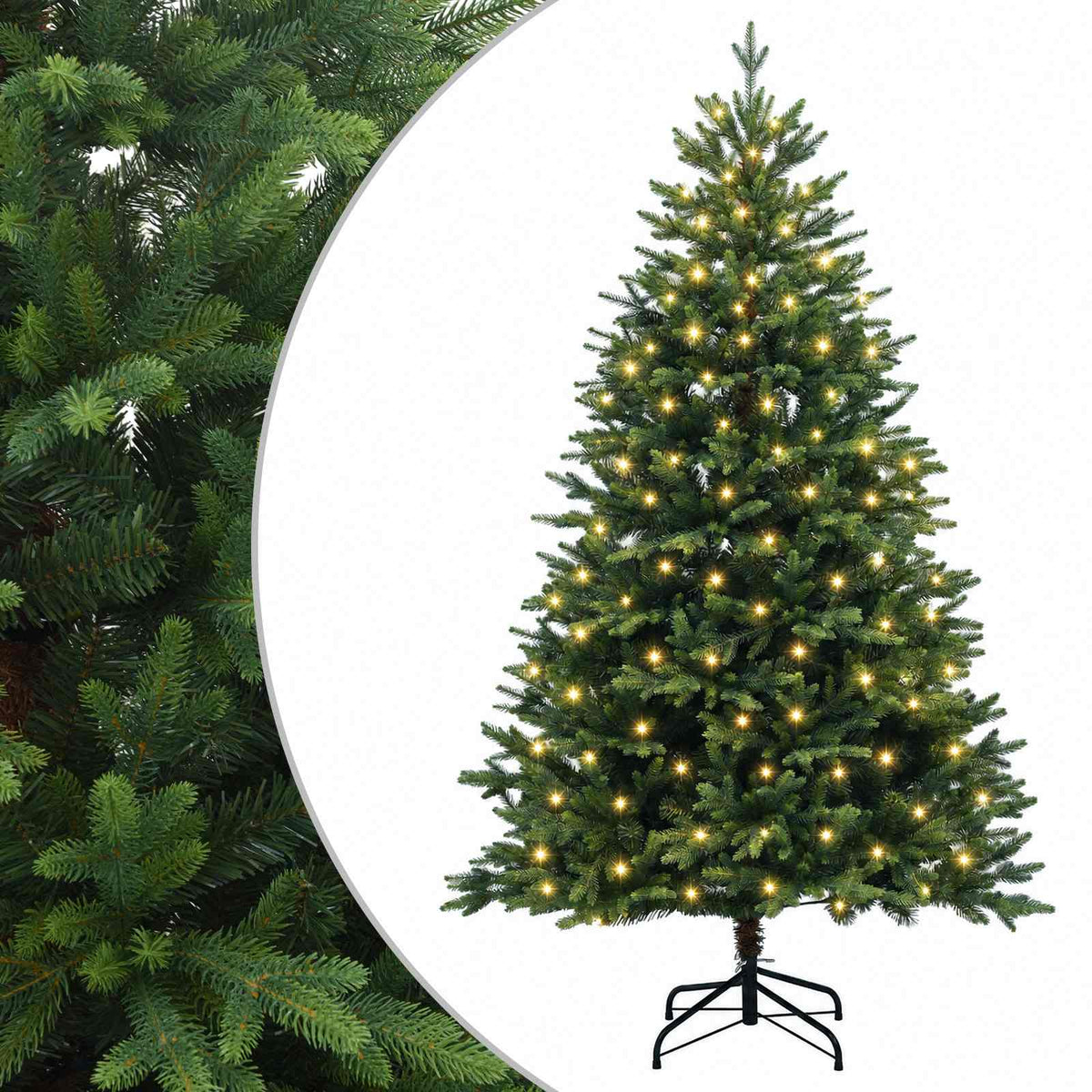 vidaXL Artificial Hinged Christmas Tree 150 cm 150 LEDs Warm White 2