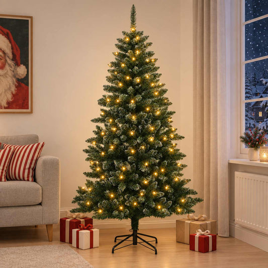 vidaXL Artificial Hinged Christmas Tree 210 cm 300 LEDs Warm White 1