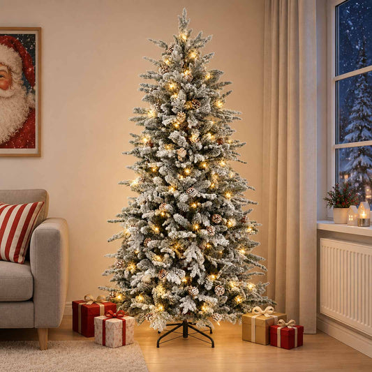 vidaXL Artificial Hinged Christmas Tree 240 cm 300 LEDs Warm White 1