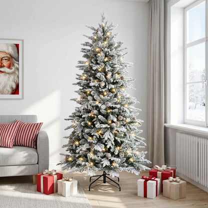 vidaXL Artificial Hinged Christmas Tree 240 cm 300 LEDs Warm White 3