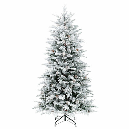 Artificial Hinged Christmas Tree 150 LEDs Warm White Green and White 150 cm with LEDs