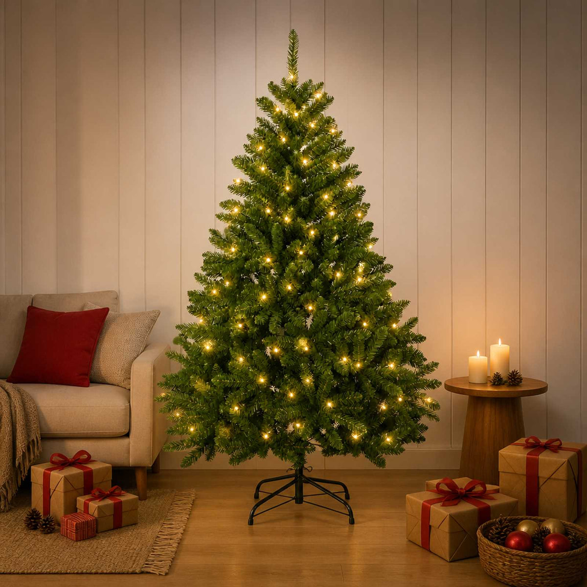 vidaXL Artificial Christmas Tree with Bauble 120 cm Light Green