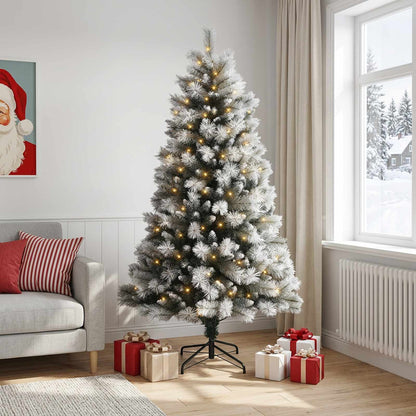 Artificial Hinged Christmas Tree with Baubles 150 LEDs with LEDs