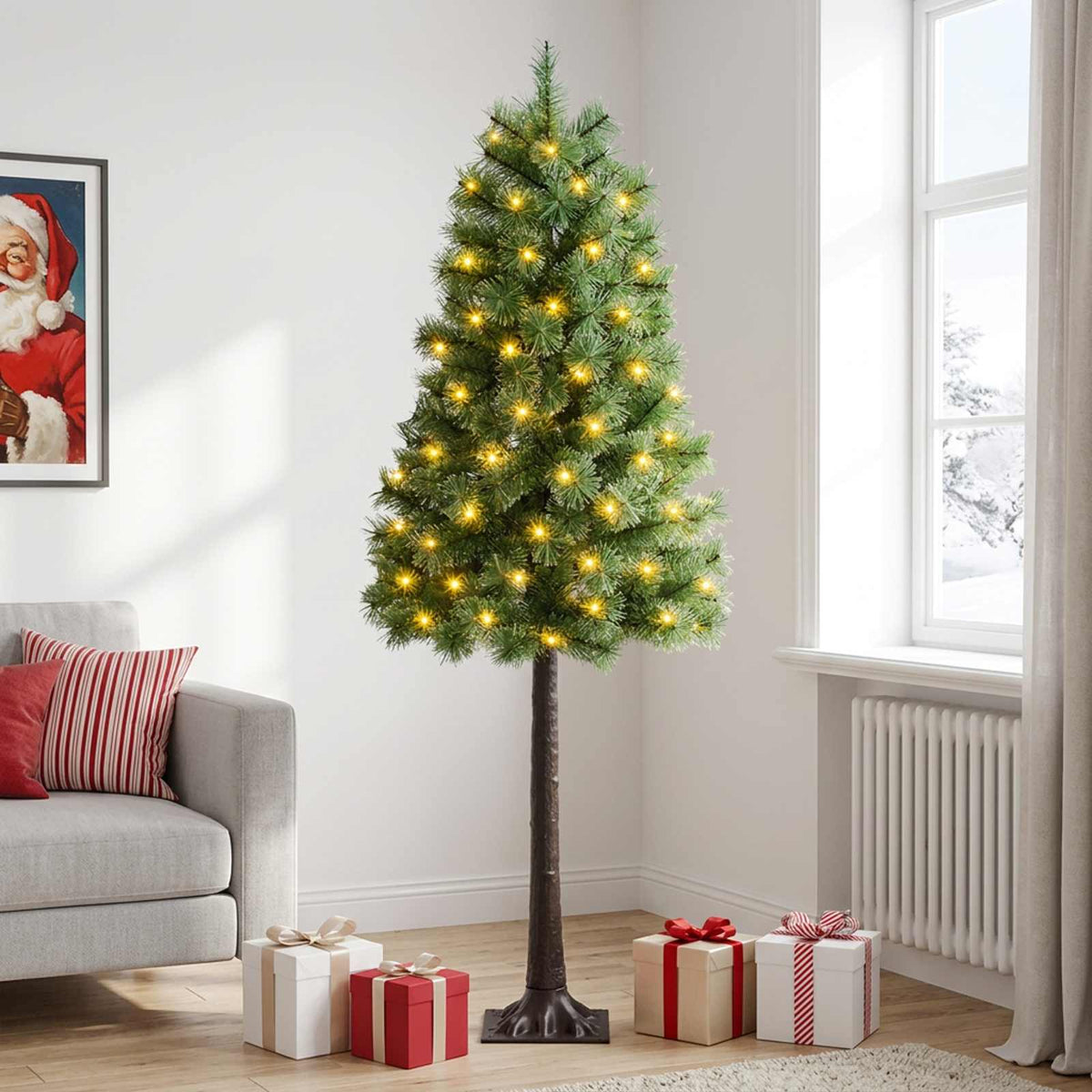 vidaXL Artificial Hinged Christmas Tree 150 cm 150 LEDs Warm White 3