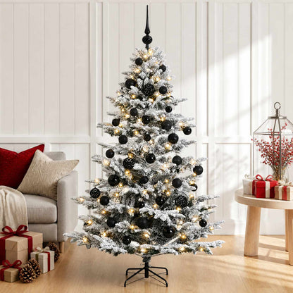 vidaXL Artificial Christmas Tree with Bauble 150 LEDs Green and White
