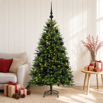 vidaXL Artificial Christmas Tree with Bauble 150 cm 150 LEDs 1