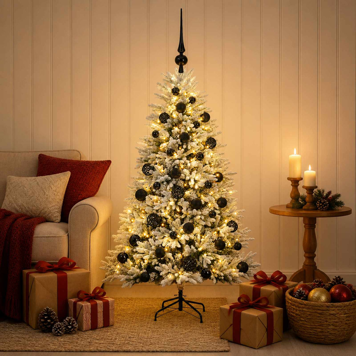 vidaXL Artificial Christmas Tree with Bauble 150 cm 150 LEDs 1