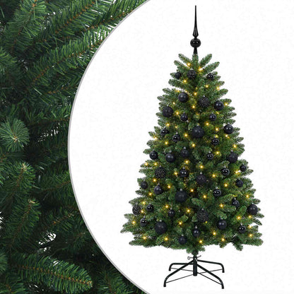 Artificial Christmas Tree Mid-green with Bauble 150 cm 150 LEDs Medium Green Ø 80 x 150 cm with 150 LEDs&black balls
