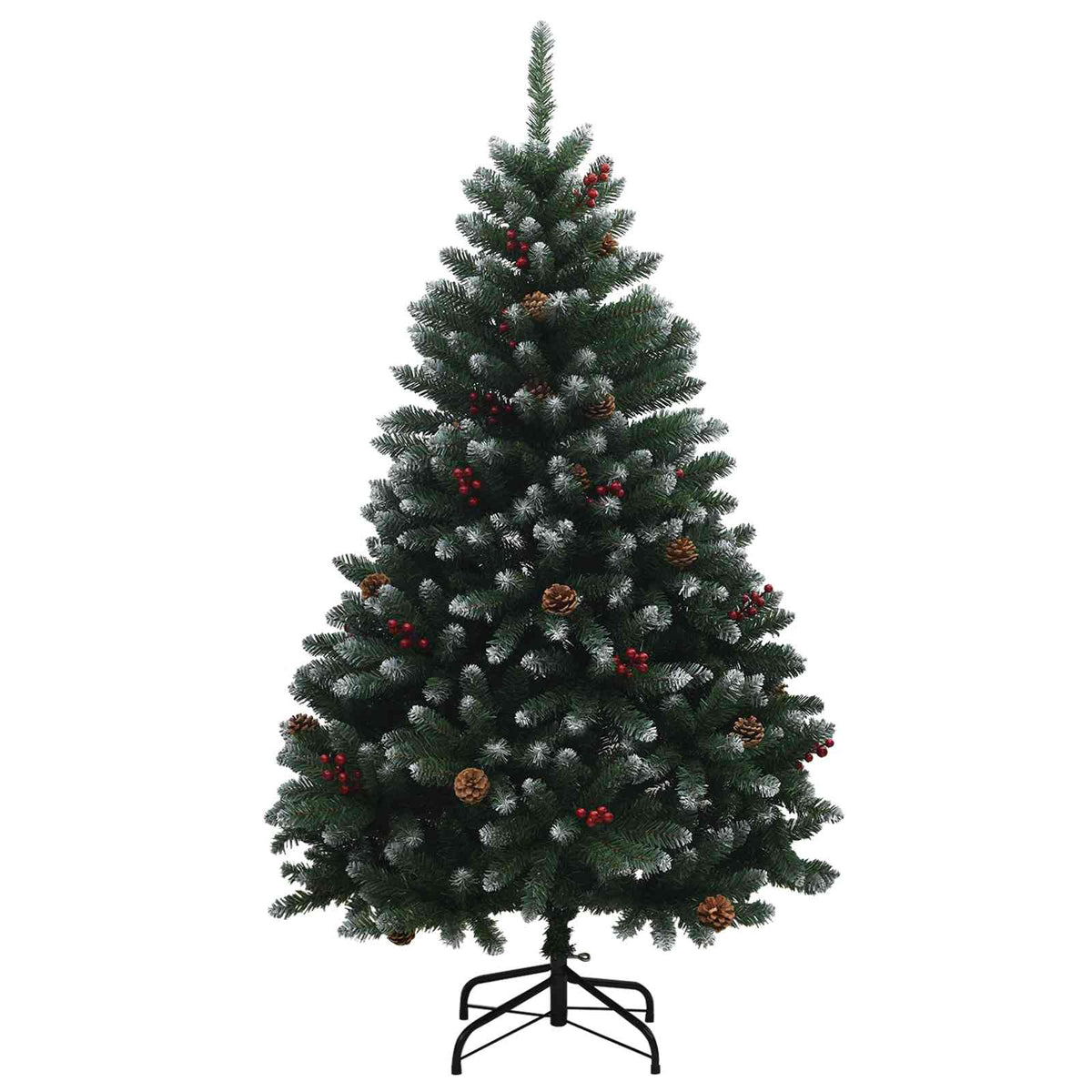 Artificial Christmas Tree Green with Bauble 150 cm 150 LEDs Green with Frosted Tips Ø 80 x 150 cm with 150 LEDs&black balls