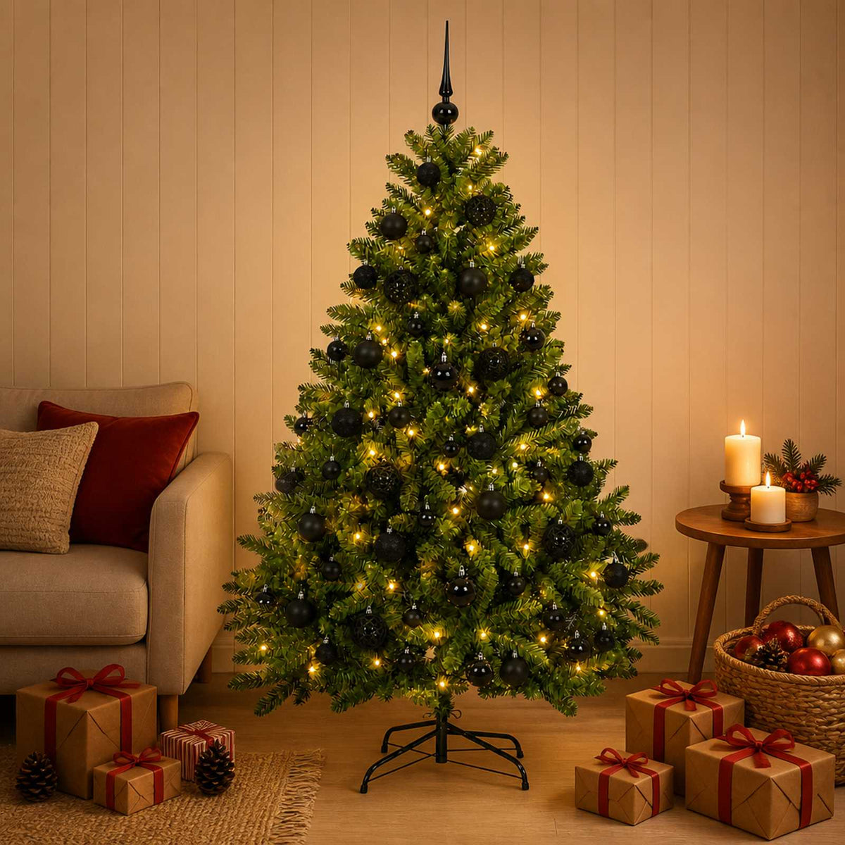vidaXL Artificial Christmas Tree with Bauble 120 cm Light Green