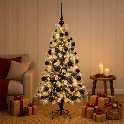 vidaXL Artificial Hinged Christmas Tree with Baubles 150 LEDs