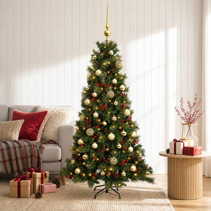 Artificial Christmas Tree with Bauble 150 LEDs 120 cm with LEDs & gold balls