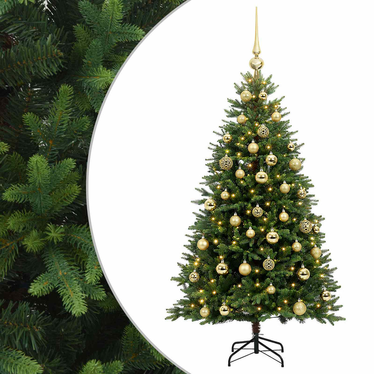 vidaXL Artificial Christmas Tree with Bauble 150 cm 150 LEDs 2