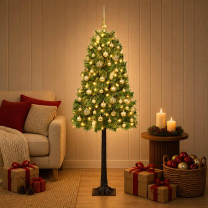 vidaXL Artificial Hinged Christmas Tree with Baubles 150 cm 150 LEDs 1