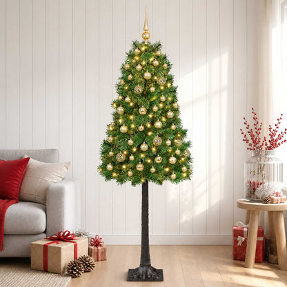 vidaXL Artificial Hinged Christmas Tree with Baubles 150 cm 150 LEDs 3