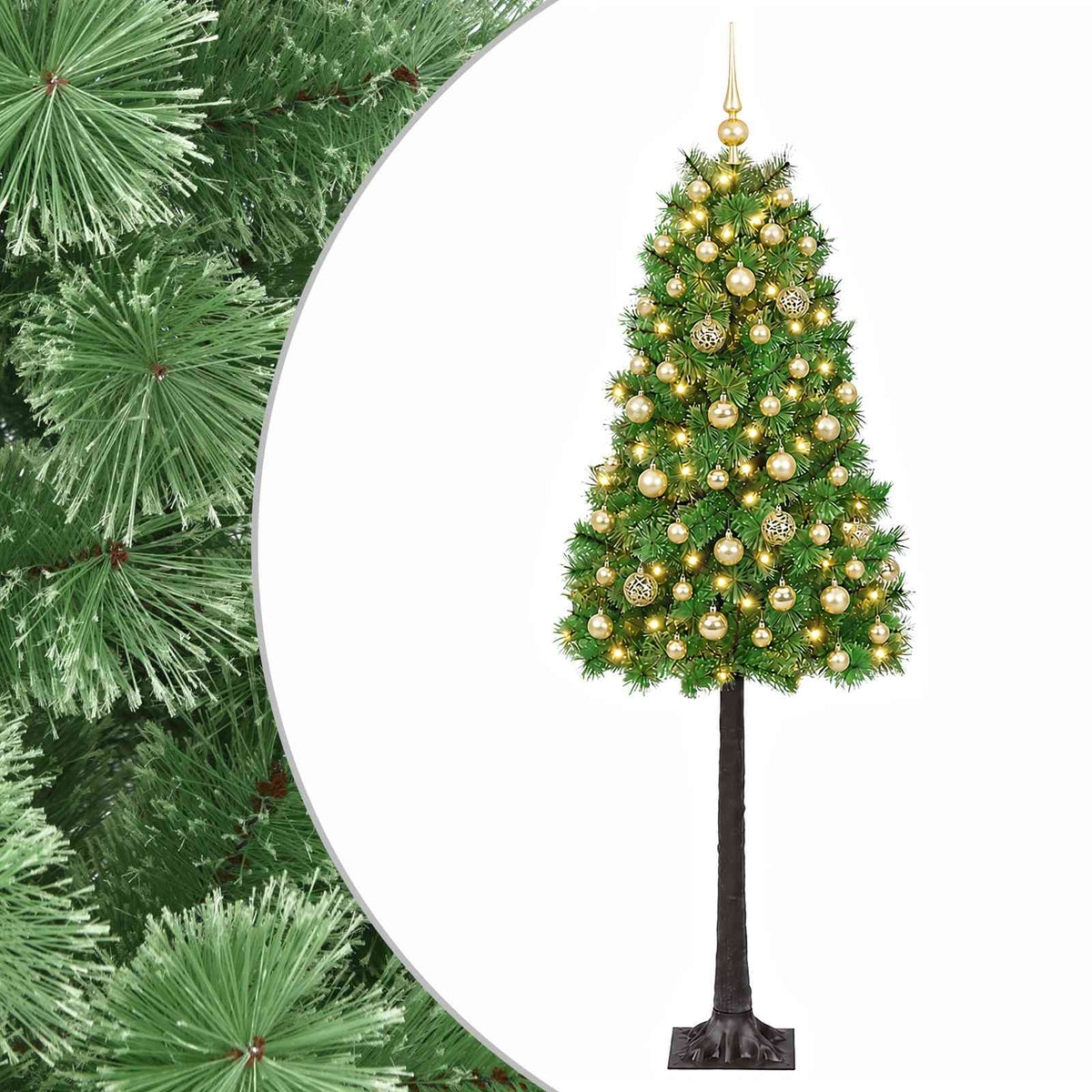 vidaXL Artificial Hinged Christmas Tree with Baubles 150 cm 150 LEDs 2