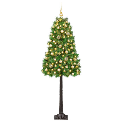 vidaXL Artificial Hinged Christmas Tree with Baubles 150 cm 150 LEDs 4