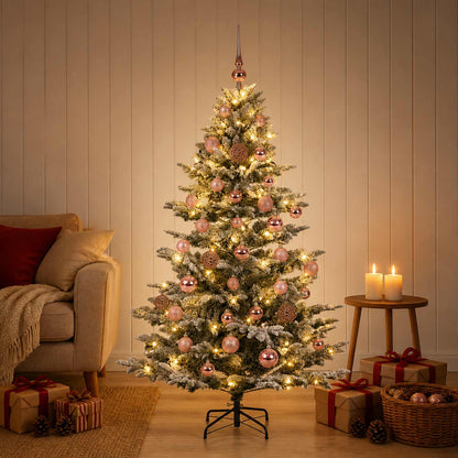 vidaXL Artificial Christmas Tree with Bauble 150 LEDs Green and White
