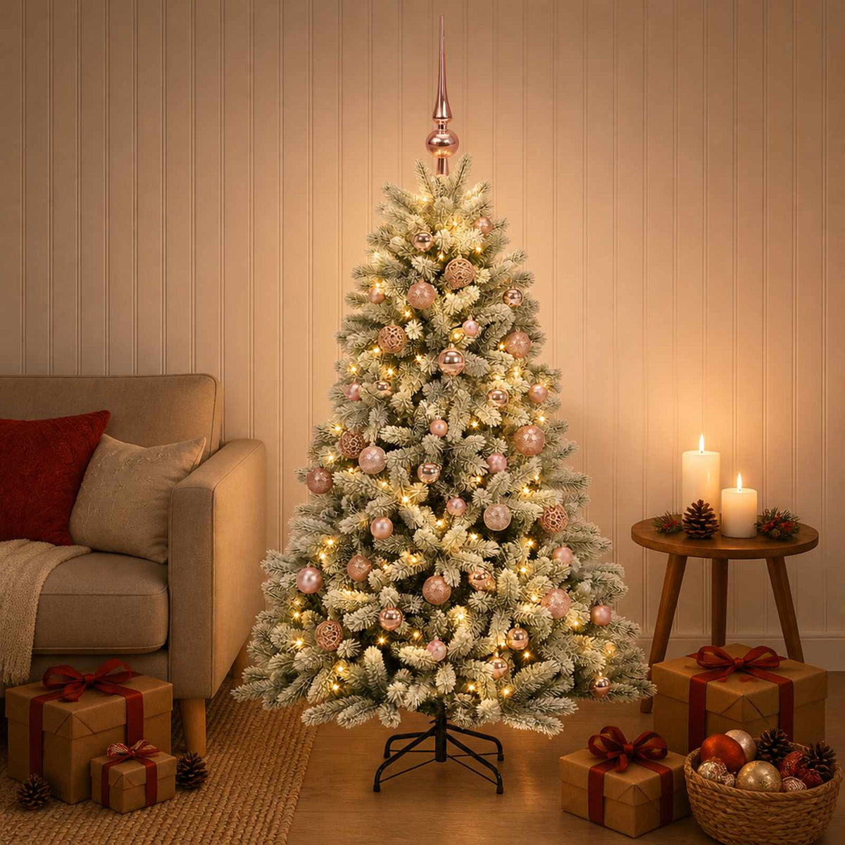 vidaXL Artificial Christmas Tree with Bauble 120 cm 150 LEDs 1