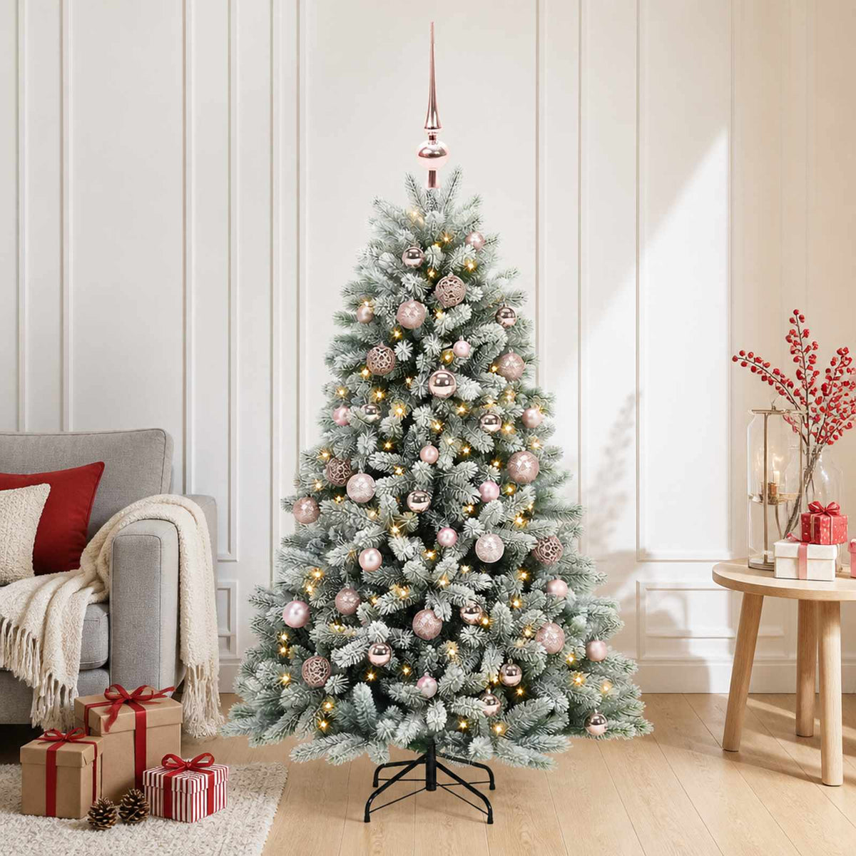 vidaXL Artificial Christmas Tree with Bauble 120 cm 150 LEDs 3