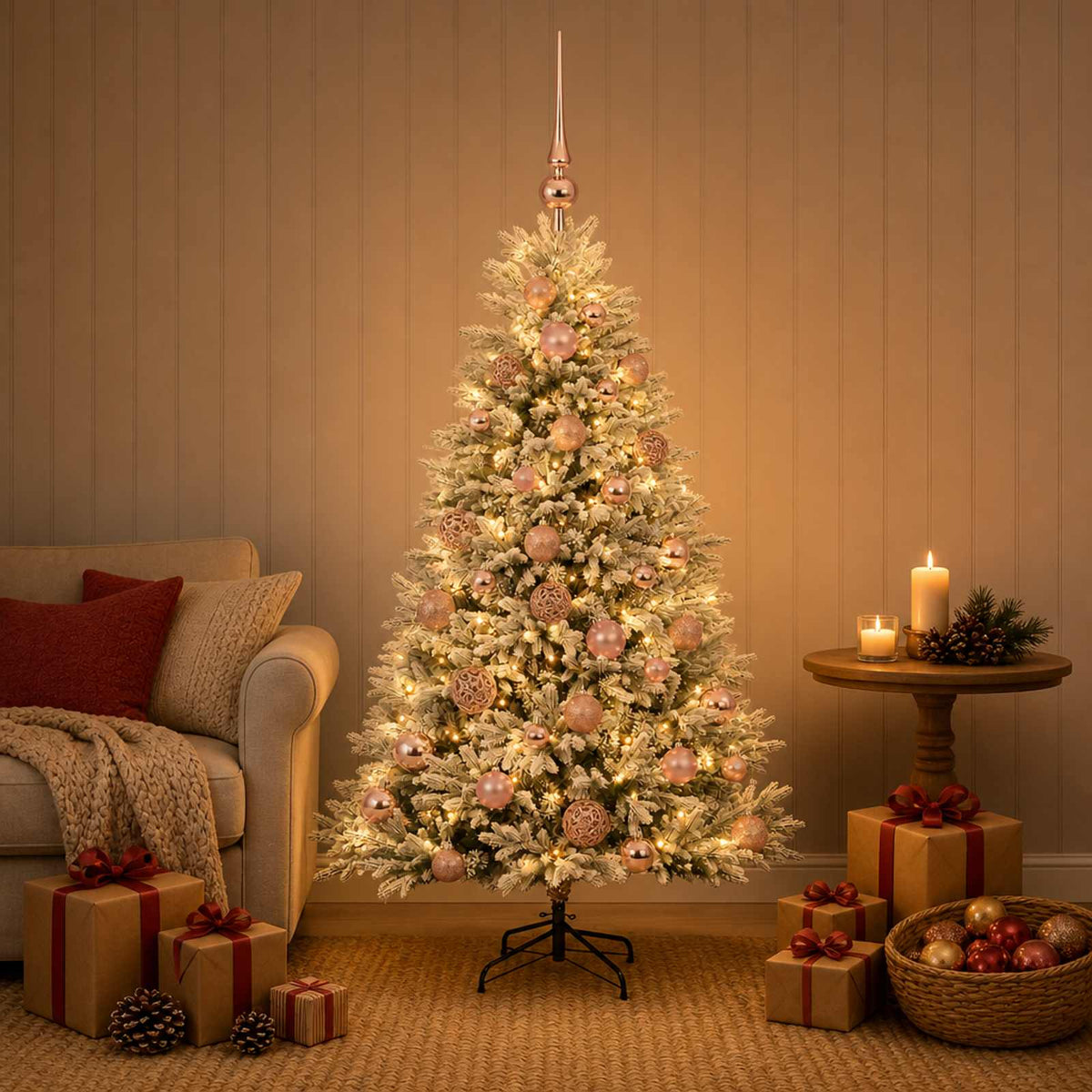 vidaXL Artificial Christmas Tree with Bauble 120 cm 150 LEDs 1