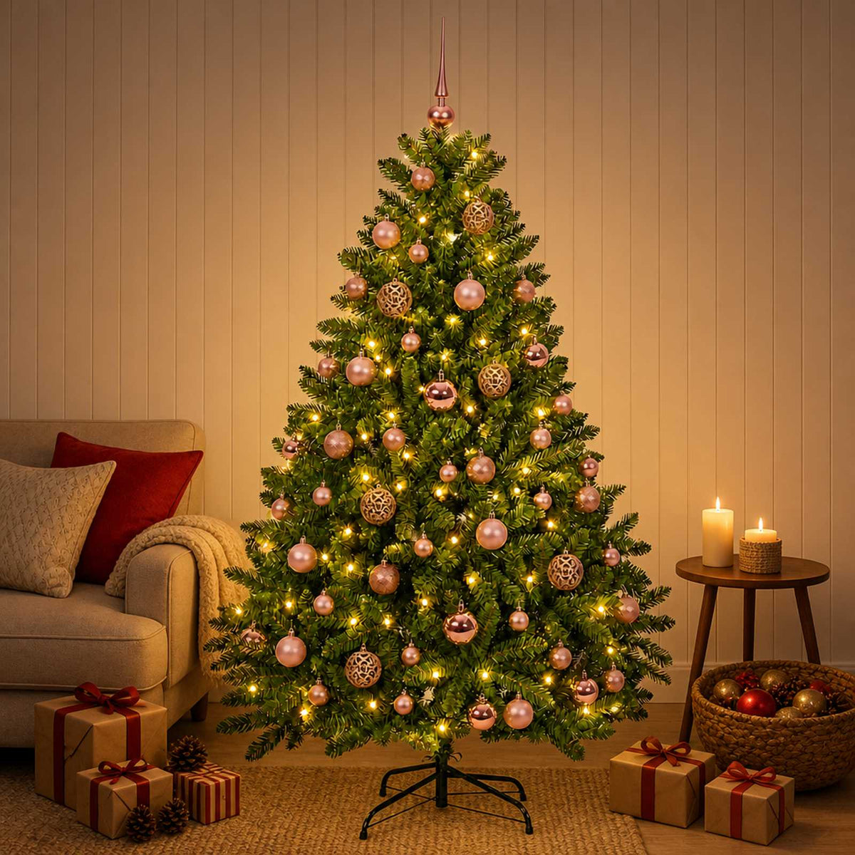 vidaXL Artificial Christmas Tree with Bauble 120 cm Light Green
