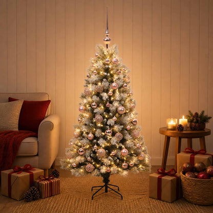 vidaXL Artificial Hinged Christmas Tree with Baubles 150 LEDs