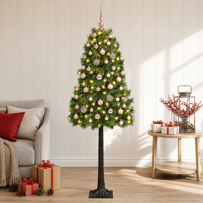 vidaXL Artificial Hinged Christmas Tree with Baubles 150 cm 150 LEDs 1