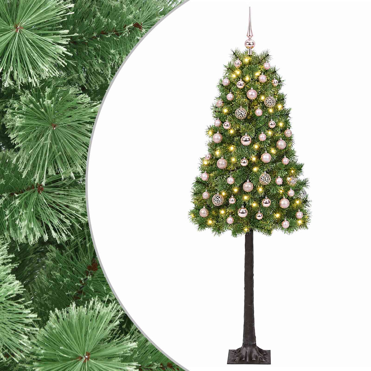 vidaXL Artificial Hinged Christmas Tree with Baubles 150 cm 150 LEDs 2