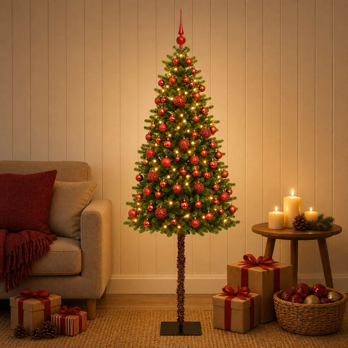 vidaXL Artificial Christmas Tree with Bauble 150 cm 150 LEDs 1