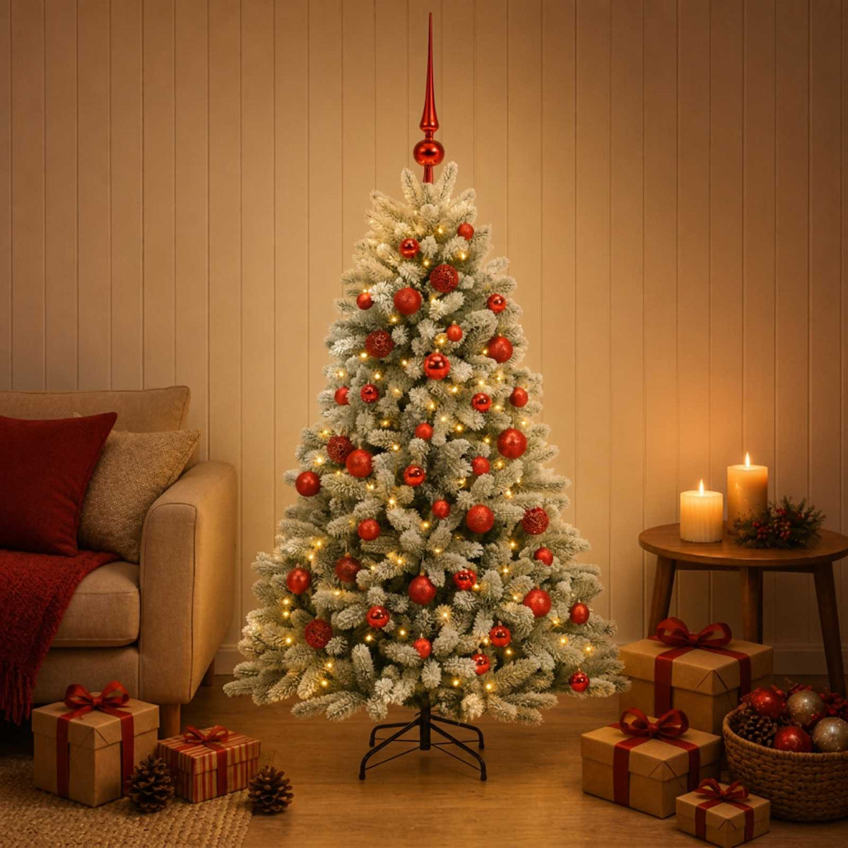 vidaXL Artificial Christmas Tree with Bauble 120 cm 150 LEDs 1