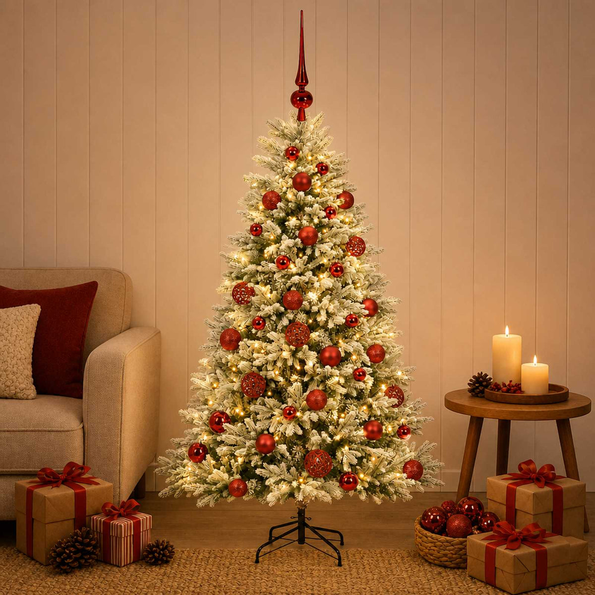 vidaXL Artificial Christmas Tree with Bauble 150 cm 150 LEDs 3
