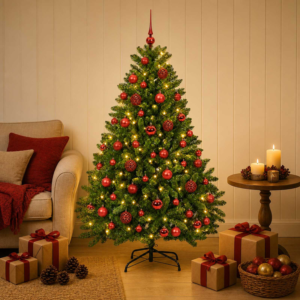 vidaXL Artificial Christmas Tree with Bauble 120 cm Light Green