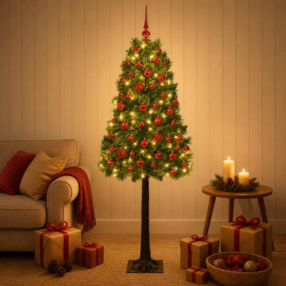 vidaXL Artificial Hinged Christmas Tree with Baubles 180 cm 300 LEDs 1