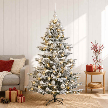 vidaXL Artificial Christmas Tree with Bauble 150 LEDs Green and White