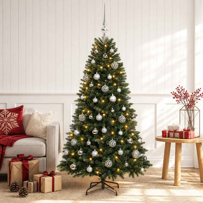 Artificial Christmas Tree with Bauble 150 LEDs 120 cm with LEDs & silver balls
